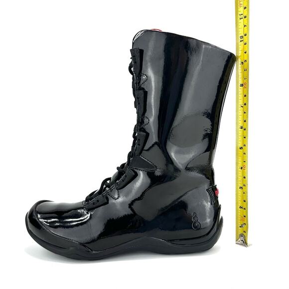 Ahnu Black Flat Winter Boot Size 7.5 Patent Leather Lace-Up Zip Closure Mid-Calf - Picture 8 of 15